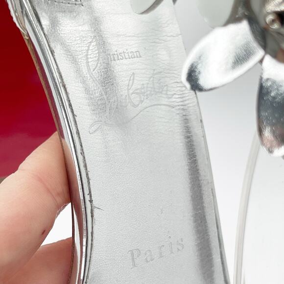 Christian Louboutin Daisy Spike Metallic Silver Ankle Cuff Sandals EU 37.5 - Picture 13 of 15